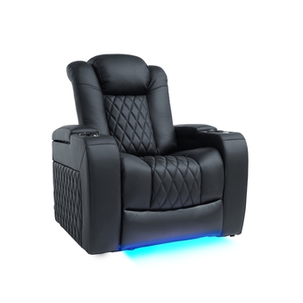 Best Buy Valencia Tuscany 1-Seat Top Grain Nappa Leather Power Reclining Home Theatre Seating - Black offer