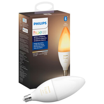 Best Buy Philips Hue E12 Candelabra Smart LED Bluetooth Light Bulb - White Ambiance offer