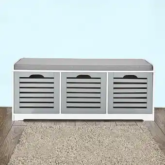 Best Buy SoBuy Storage Bench with 3 Drawers & Padded Seat Cushion,Entryway Bench Shoe Cabinet Shoe Bench-FSR23-HG offer