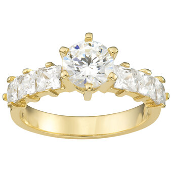 Best Buy Le Reve Collection Fashion White Round Cubic Zirconia Ring in 10K Yellow Gold - Size 5 offer