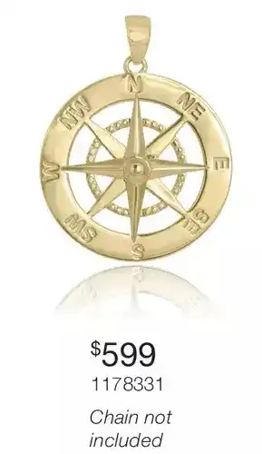 Charm Diamond 10k Yellow Gold Compass Pendant offer