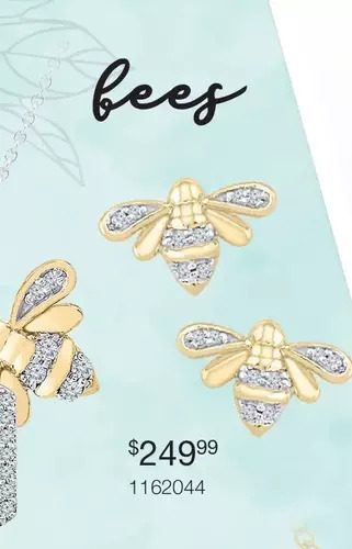 Charm Diamond 10k Yellow Gold Diamond Bee Earrings offer