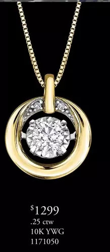Charm Diamond Glacier Fire 10k Yellow & White Gold 0.25ctw Pendant offer