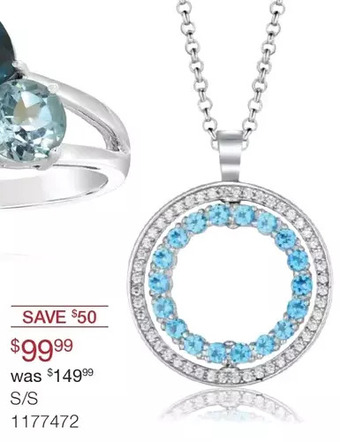 Charm Diamond Sterling Silver Blue & White Topaz Circle Pendant offer