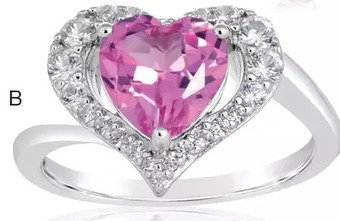 Charm Diamond Sterling Silver Created Pink & Created White Sapphire Heart Ring offer