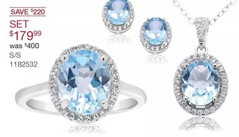 Charm Diamond Sterling Silver Blue Topaz & Created White Sapphire 3 Piece Set offer