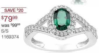 Charm Diamond Sterling Silver Created Emerald & Created White Sapphire Ring offer