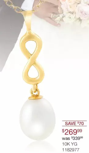 Charm Diamond 10k Yellow Gold 7-8mm Pearl Infinity Pendant offer