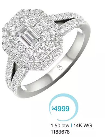 Charm Diamond 14k White Gold My Diamond Story Emerald Cut Canadian Bridal Ring 1.50ctw I1/hi offer
