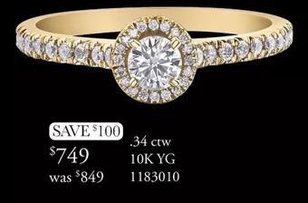 Charm Diamond 10k Yellow Gold Glacier Fire 0.34ctw Halo Bridal Ring offer