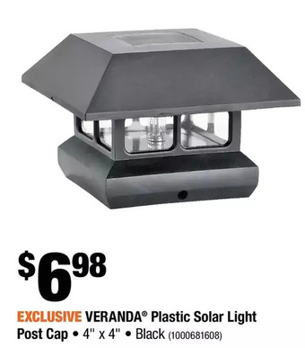 Home Depot Veranda Plastic Solar Light Post Cap offer