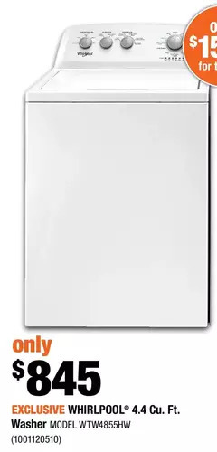 Home Depot Whirlpool 4.4 Cu. Ft. Washer offer