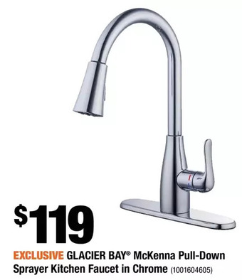 Home Depot Glacier Bay McKenna Pull-Down Sprayer Kitchen Faucet in Chrome offer