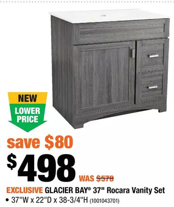 Home Depot Glacier Bay 37" Rocara Vanity Set offer