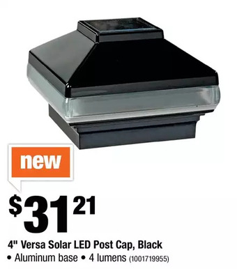 Home Depot 4" Versa Solar LED Post Cap, Black offer