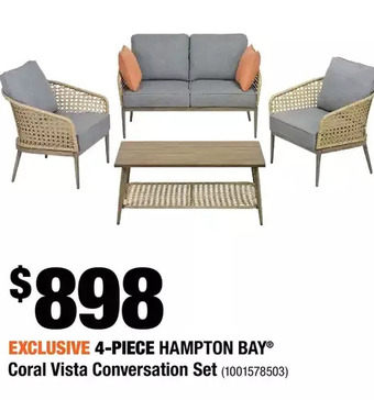 Home Depot 4-Piece Hampton Bay Coral Vista Conversation Set offer