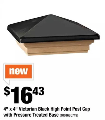 Home Depot 4" x 4" Victorian Black High Point Post Cap with Pressure Treated Base offer