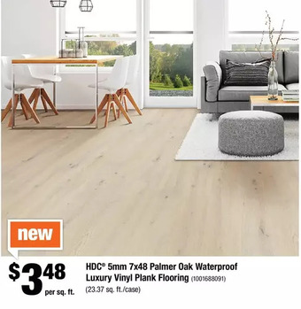 Home Depot HDC 5mm 7x48 Palmer Oak Waterproof Luxury Vinyl Plank Flooring offer
