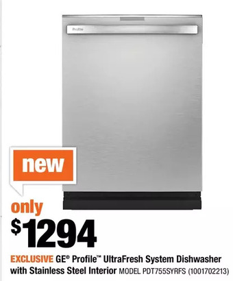 Home Depot GE Profile UltraFresh System Dishwasher with Stainless Steel Interior offer