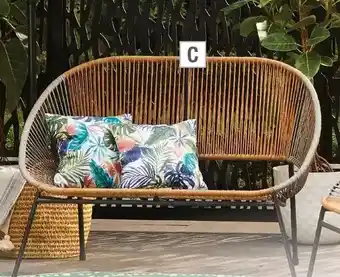 Home Depot Wicker Stacking Egg Loveseat in Grey/Wheat offer