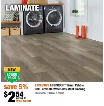 Home Depot Lifeproof 12mm Pebble Oak Laminate Water-Resistant Flooring offer