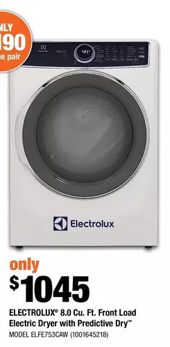 Home Depot Electrolux 8.0 Cu. Ft. Front Load Electric Dryer with Predictive Dry offer