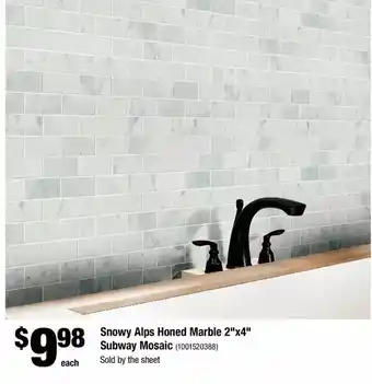 Snowy Alps Honed Marble 2" x 4" Subway Mosaic