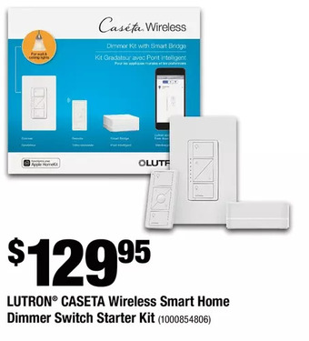 Home Depot Lutron Caseta Wireless Smart Home Dimmer Switch Starter Kit offer