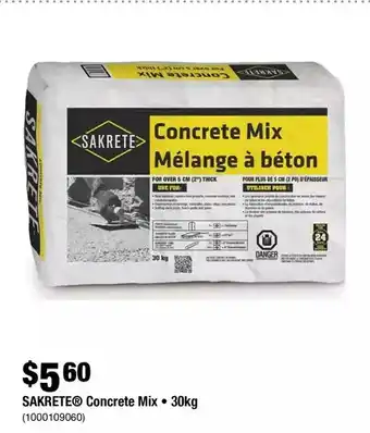 Home Depot Sakrete Concrete Mix 30kg offer