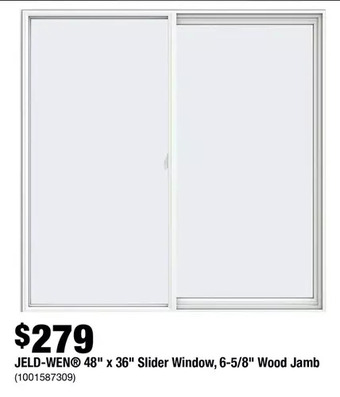 Home Depot Jeld-Wen 48" X 36" Slider Window, 6-5/8" Wood Jamb offer