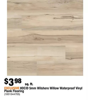 Home Depot HDC 5mm Wilshere Willow Waterproof Vinyl Plank Flooring offer