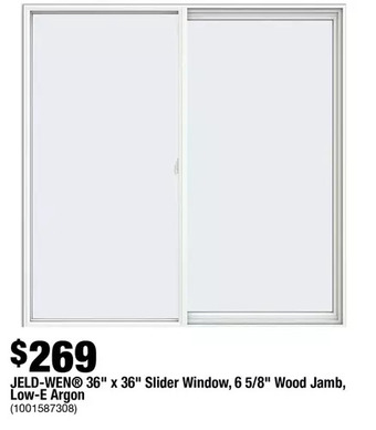 Home Depot Jeld-Wen 36" X 36" Slider Window, 6 5/8" Wood Jamb, Low-E Argon offer