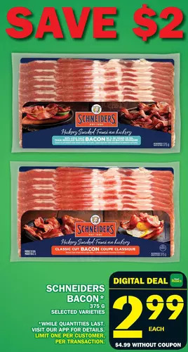 Food Basics Schneiders Bacon offer