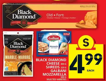 Food Basics Black Diamond Cheese | Shreds | Galbani Mozzarella offer