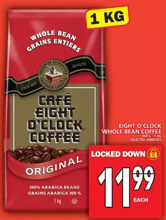 Food Basics Eight O'clock Whole Bean Coffee offer