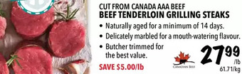 Farm Boy Beef Tenderloin Grilling Steaks offer