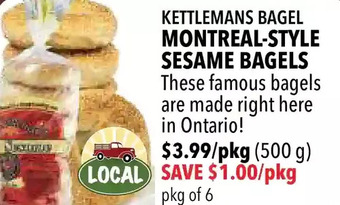 Farm Boy Kettlemans Bagel Montreal-Style Sesame Bagels offer