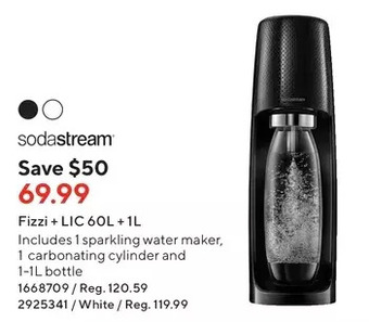 Staples Sodastream Fizzi + LIC 60L + 1L offer