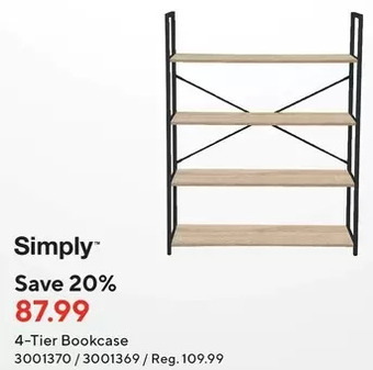 Staples Simply 4-Tier Bookcase offer