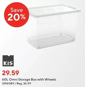 Staples Kis 60L Omni Storage Box with Wheels offer