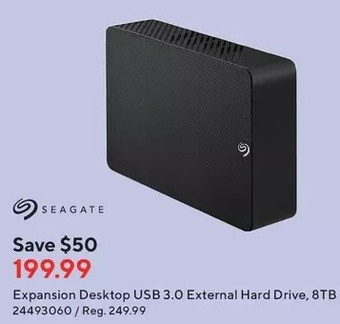 Staples Seagate Expansion Desktop USB 3.0 External Hard Drive, 8TB offer