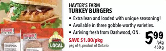 Farm Boy Hayter's Farm Turkey Burgers offer