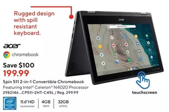 Staples Acer Spin 511 2-in-1 Convertible Chromebook offer