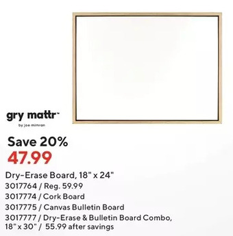 Staples Gry Mattr Dry-Erase Board offer