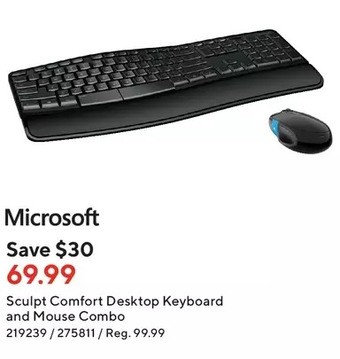 Staples Microsoft Sculpt Comfort Desktop Keyboard and Mouse Combo offer