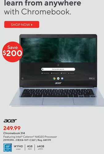 Staples Acer Chromebook 314 offer