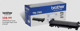 Staples Brother TN760 Black Toner Cartridge, High Yield offer