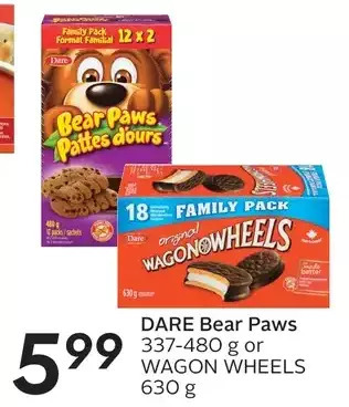 Sobeys Dare Bear Paws or Wagon Wheels offer