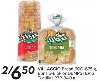 Sobeys Villaggio Bread, Buns or Dempster's Tortillas offer