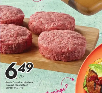 Sobeys Fresh Canadian Medium Ground Chuck Beef Burger offer